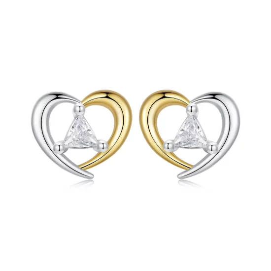 PANDORA Style Two-tone heart earrings - BSE1027