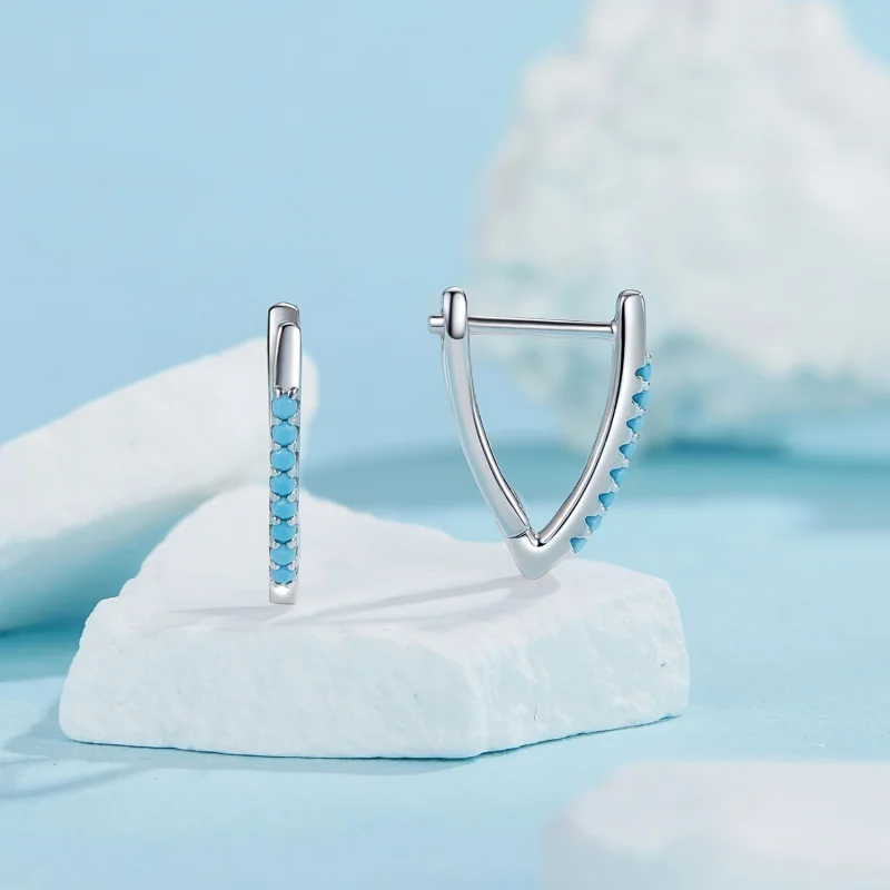 (image for) PANDORA Style V-shaped turquoise earrings - BSE1020 - View 2