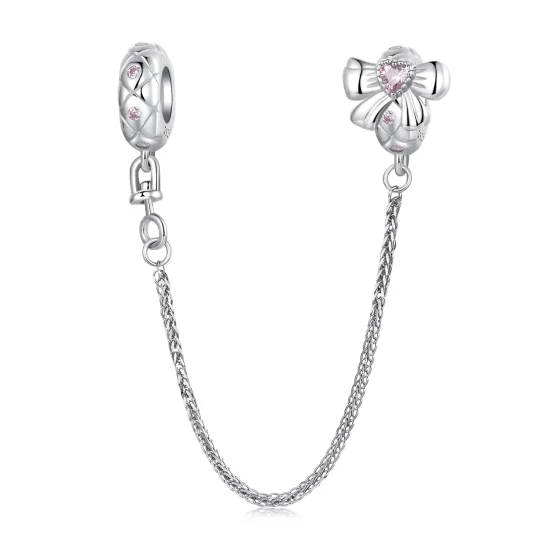 PANDORA 风格蝴蝶结硅胶安全链 - BSC1053