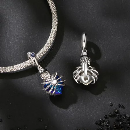 PANDORA Style Memorial Rose Blue Heart Dangle - BSC1058-BU