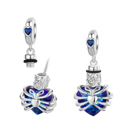 PANDORA Style Memorial Rose Blue Heart Dangle - BSC1058-BU