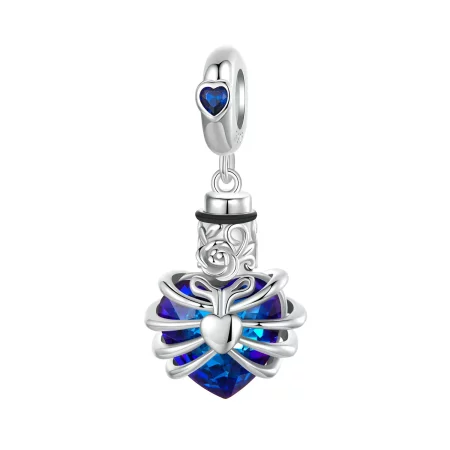 PANDORA Style Memorial Rose Blue Heart Dangle - BSC1058-BU