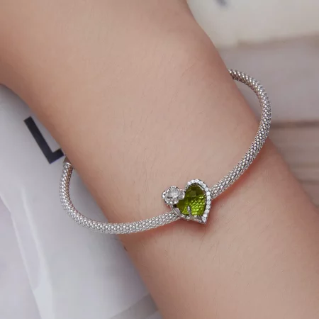 PANDORA 风格八月生辰石心形串饰 - BSC660-8