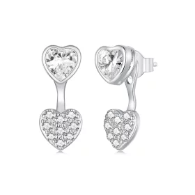 PANDORA Style Heart-shaped Front and Back Earrings - BSE1043 PANDORA Style Heart-shaped Front and Back Earrings - BSE1043