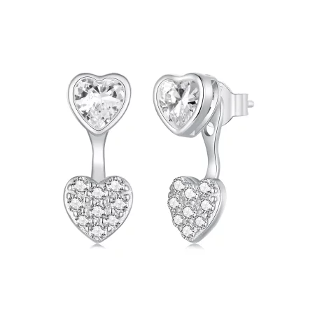 PANDORA Style Heart-shaped Front and Back Earrings - BSE1043