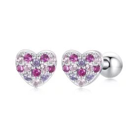 PANDORA Style Colorful Heart Earrings - BSE1044 PANDORA Style Colorful Heart Earrings - BSE1044