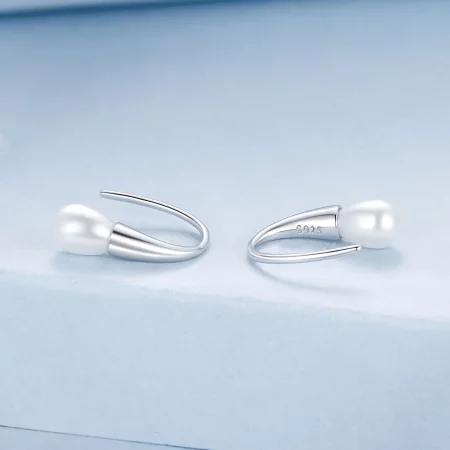 PANDORA风格泪滴珍珠耳环 - BSE1054