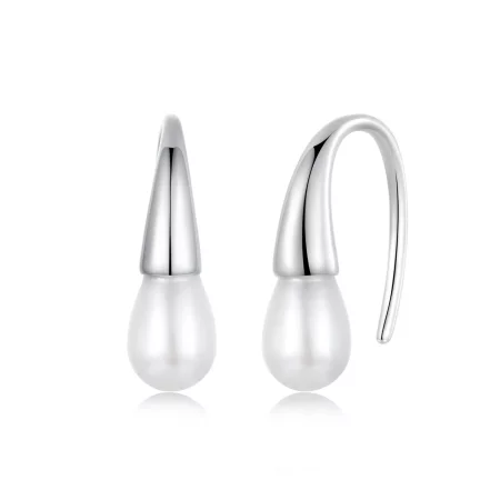 PANDORA风格泪滴珍珠耳环 - BSE1054