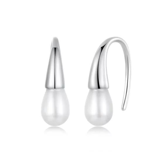 PANDORA风格泪滴珍珠耳环 - BSE1054