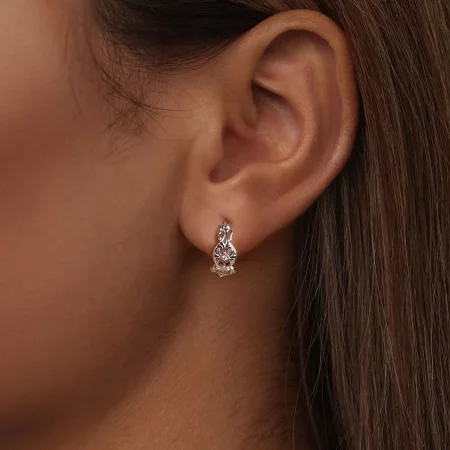 PANDORA风格复古宫殿图案耳环 - BSE1055