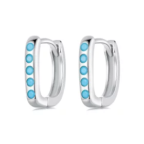 PANDORA风格简约绿松石耳环 - BSE1084-BU PANDORA风格简约绿松石耳环 - BSE1084-BU