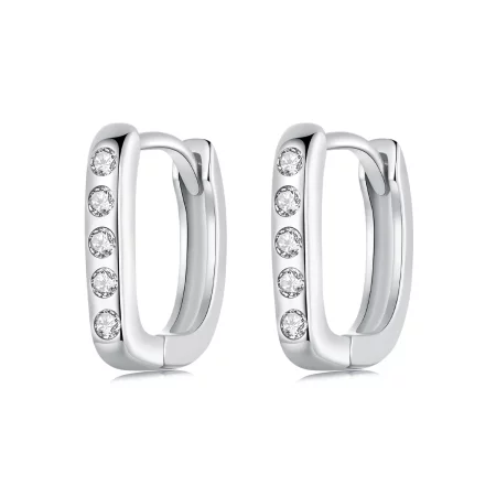 PANDORA Style Simple D-shaped Earrings - BSE1084-WH PANDORA Style Simple D-shaped Earrings - BSE1084-WH