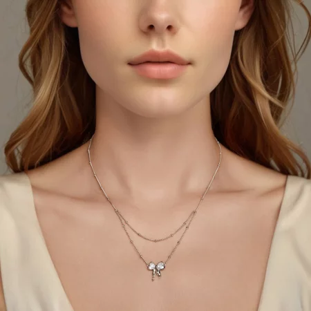 PANDORA风格闪耀蝴蝶结项链链 - BSN398