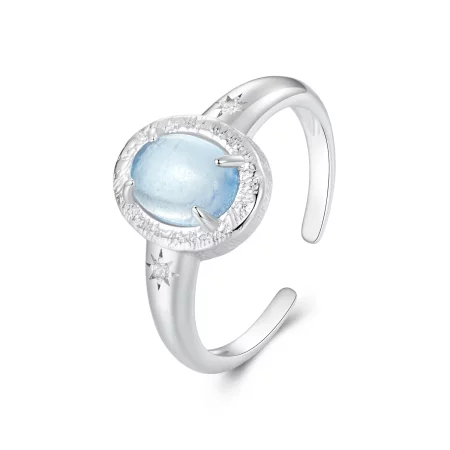PANDORA Style Natural Aquamarine Open Ring - BSR579-E