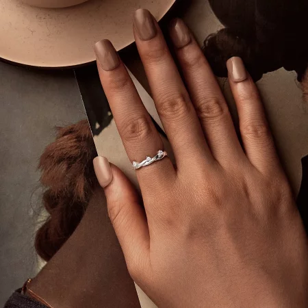 PANDORA风格简约串饰绳结戒指 - BSR586