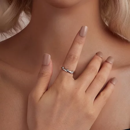 PANDORA风格简约串饰绳结戒指 - BSR586