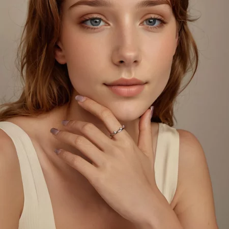 PANDORA风格简约串饰绳结戒指 - BSR586