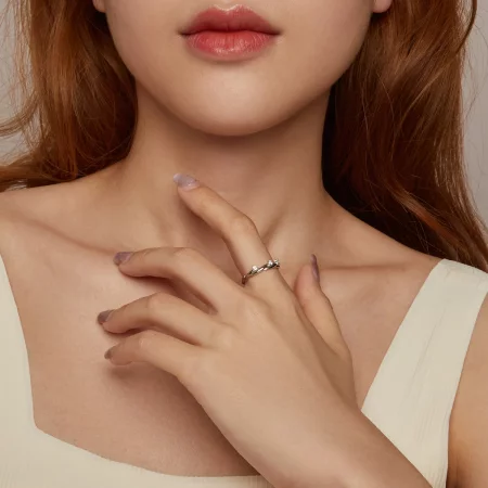 PANDORA风格简约串饰绳结戒指 - BSR586