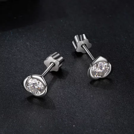 PANDORA Style Moissanite Rose Earrings (with one certificate) - MSE071