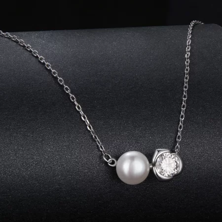 PANDORA风格莫桑石玫瑰项链（附一份证书）-MSN040