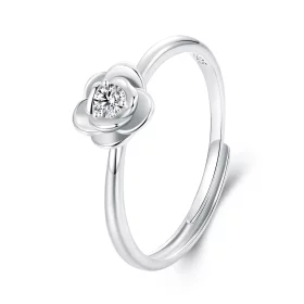 PANDORA Style 0.1ct Moissanite Rose Open Ring (with one certificate) - MSR054-E PANDORA Style 0.1ct Moissanite Rose Open Ring (with one certificate) - MSR054-E