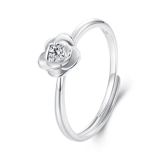 PANDORA Style 0.1ct Moissanite Rose Open Ring (with one certificate) - MSR054-E