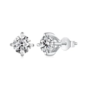 (image for) Pandora 1ct Moissanite Stud Earrings - 925 Sterling Silver, Moissanite Gemstones, Platinum Plated with Dual Certificates - MSE038-L
