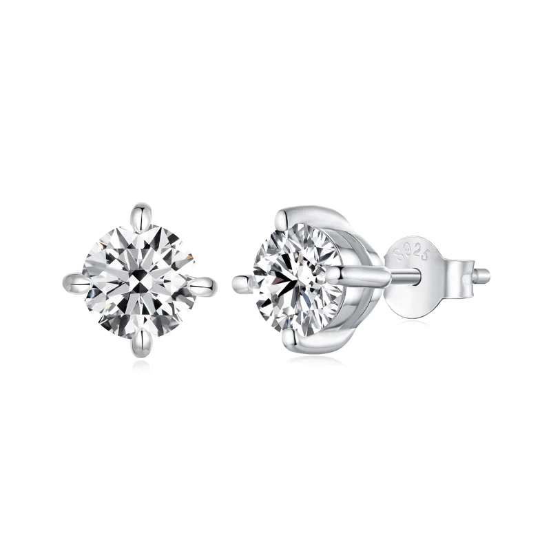 (image for) Pandora 1ct Moissanite Stud Earrings - 925 Sterling Silver, Moissanite Gemstones, Platinum Plated wi - Product Image