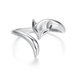 Pandora Fox Charm 925 Sterling Silver Platinum-Plated Ring - SCR1066-E (image for) Pandora Fox Charm 925 Sterling Silver Platinum-Plated Ring - SCR1066-E
