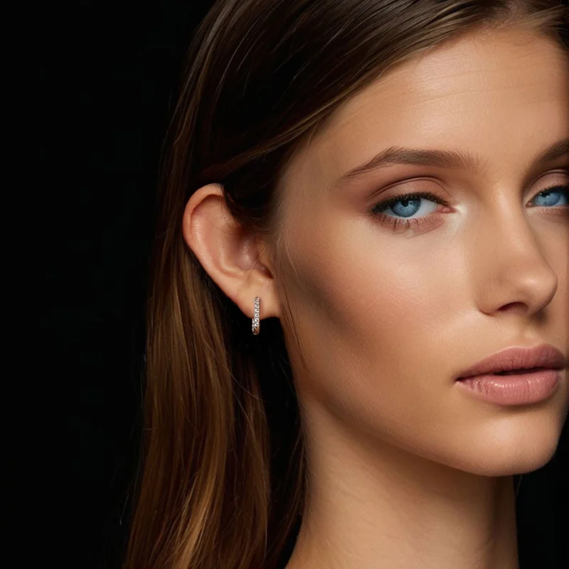 (image for) Pandora Moissanite Sparkle Hoop Earrings with Certificate, 925 Sterling Silver & - View 8