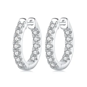 (image for) Pandora Moissanite Sparkle Hoop Earrings with Certificate, 925 Sterling Silver & Platinum Plated - MSE060