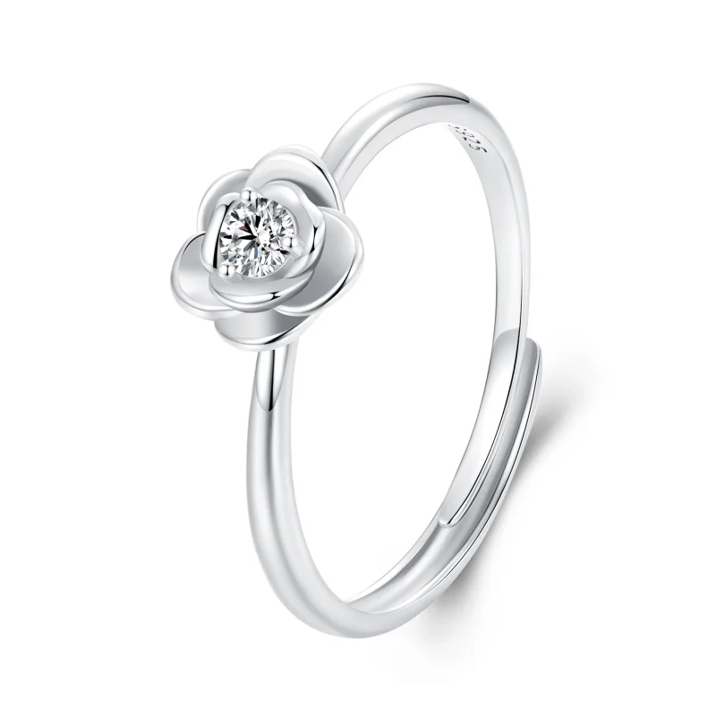 (image for) PANDORA Style 0.1ct Moissanite Rose Open Ring (with one certificate) - MSR054-E - Product Image