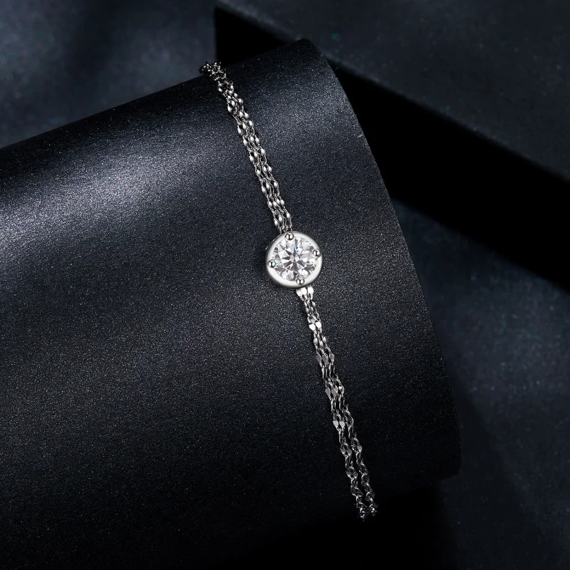 (image for) PANDORA Style 0.5ct Moissanite double tile bracelet (with one certificate) - MSB - View 2