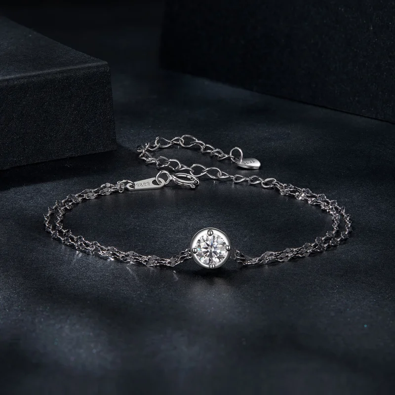 (image for) PANDORA Style 0.5ct Moissanite double tile bracelet (with one certificate) - MSB - View 3