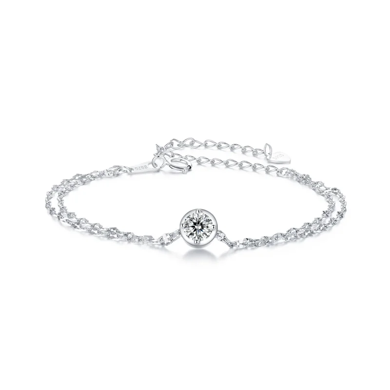 (image for) PANDORA Style 0.5ct Moissanite double tile bracelet (with one certificate) - MSB020 - Product Image
