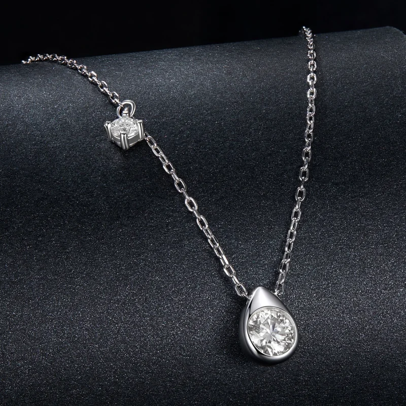 (image for) PANDORA Style 0.5ct Moissanite drop necklace (with one certificate) - MSN037 - View 2