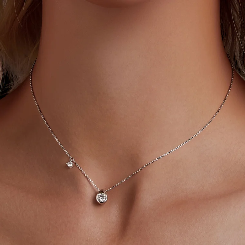 (image for) PANDORA Style 0.5ct Moissanite drop necklace (with one certificate) - MSN037 - View 5