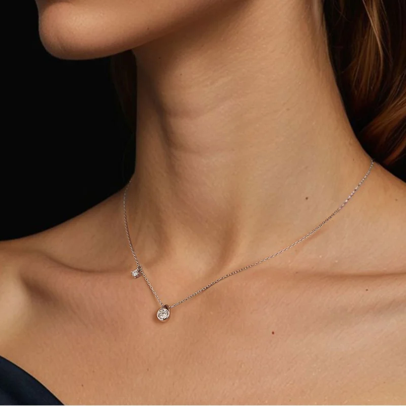 (image for) PANDORA Style 0.5ct Moissanite drop necklace (with one certificate) - MSN037 - View 6