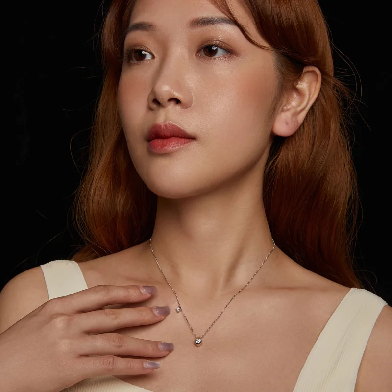 (image for) PANDORA Style 0.5ct Moissanite drop necklace (with one certificate) - MSN037 - View 9