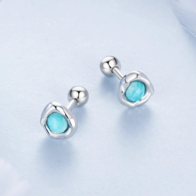 (image for) PANDORA Style Amazonite earrings - BSE1056 - View 3