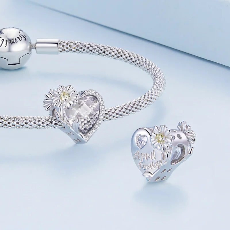 (image for) PANDORA Style April birthstone heart charm - BSC660-4 - View 5