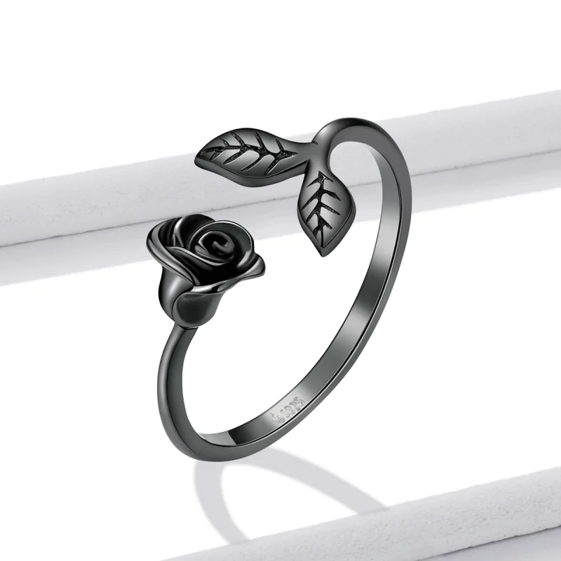 (image for) PANDORA Style Black Rose Open Ring - BSR239 - View 2