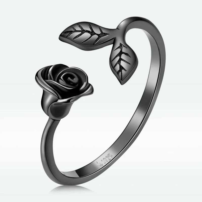 (image for) PANDORA Style Black Rose Open Ring - BSR239 - View 3