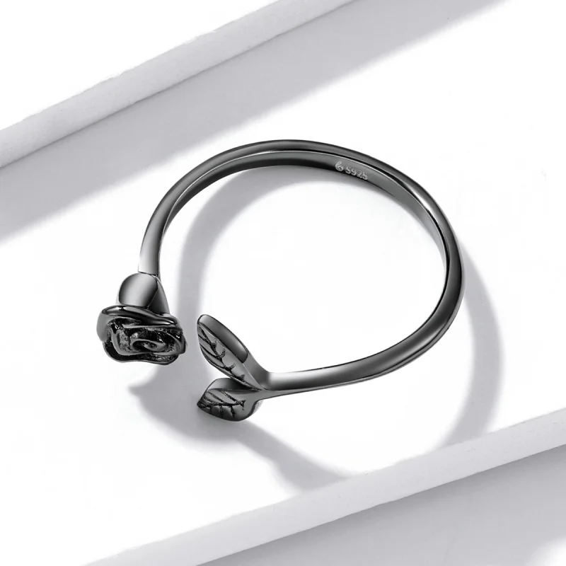 (image for) PANDORA Style Black Rose Open Ring - BSR239 - View 4