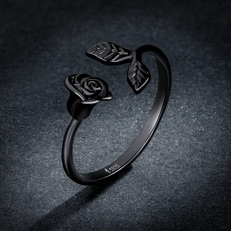 (image for) PANDORA Style Black Rose Open Ring - BSR239 - View 5