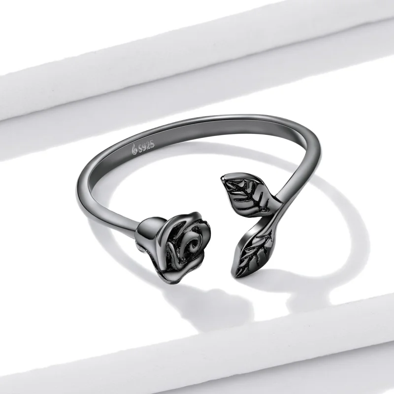 (image for) PANDORA Style Black Rose Open Ring - BSR239 - View 10