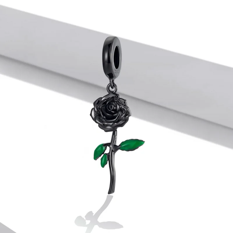 (image for) PANDORA Style Black Rose Pendant - BSC584 - View 2