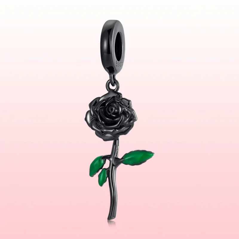 (image for) PANDORA Style Black Rose Pendant - BSC584 - View 4