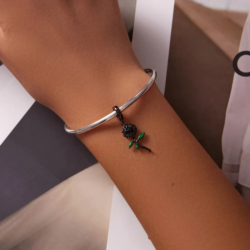 (image for) PANDORA Style Black Rose Pendant - BSC584 - View 5