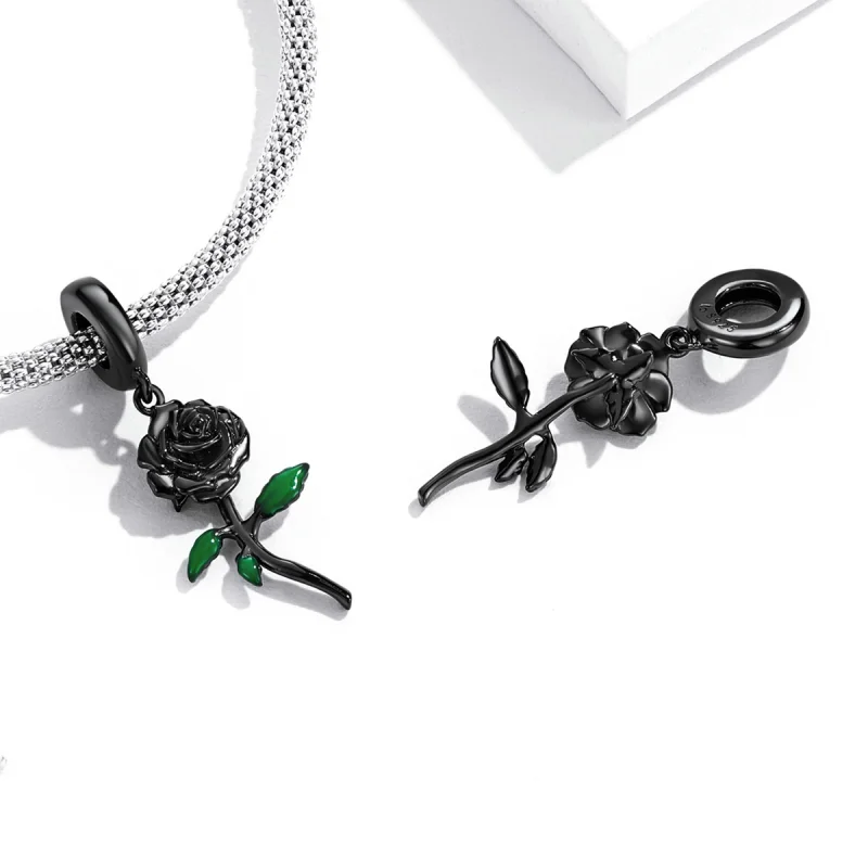 (image for) PANDORA Style Black Rose Pendant - BSC584 - View 7